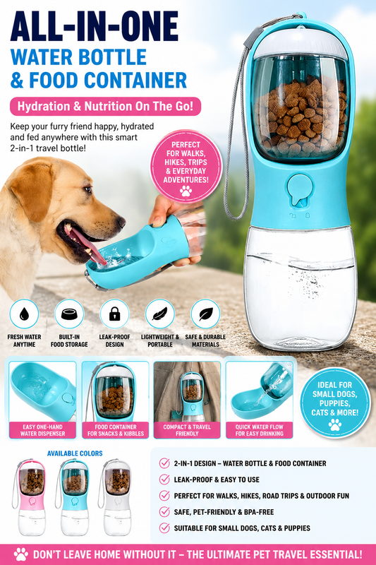 2 in 1 Pet Water Bottle
